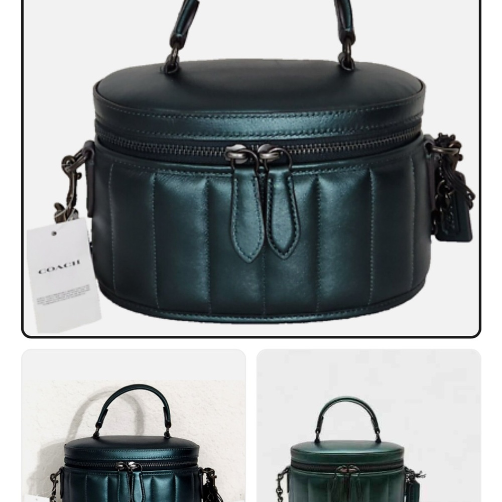 Coach Green Crossbody Bag with Metallic Sheen